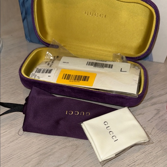 Gucci Pink Rectangular Sunglasses GG Logo New Full Set Case Cloth Authentic NWT main image 4
